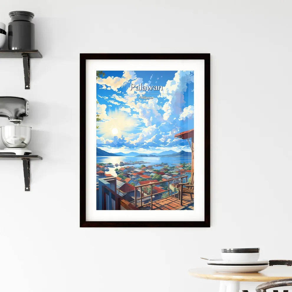 On the roofs of Palawan, Philippines - Art print of a view of a town from a balcony overlooking a body of water Custom Print