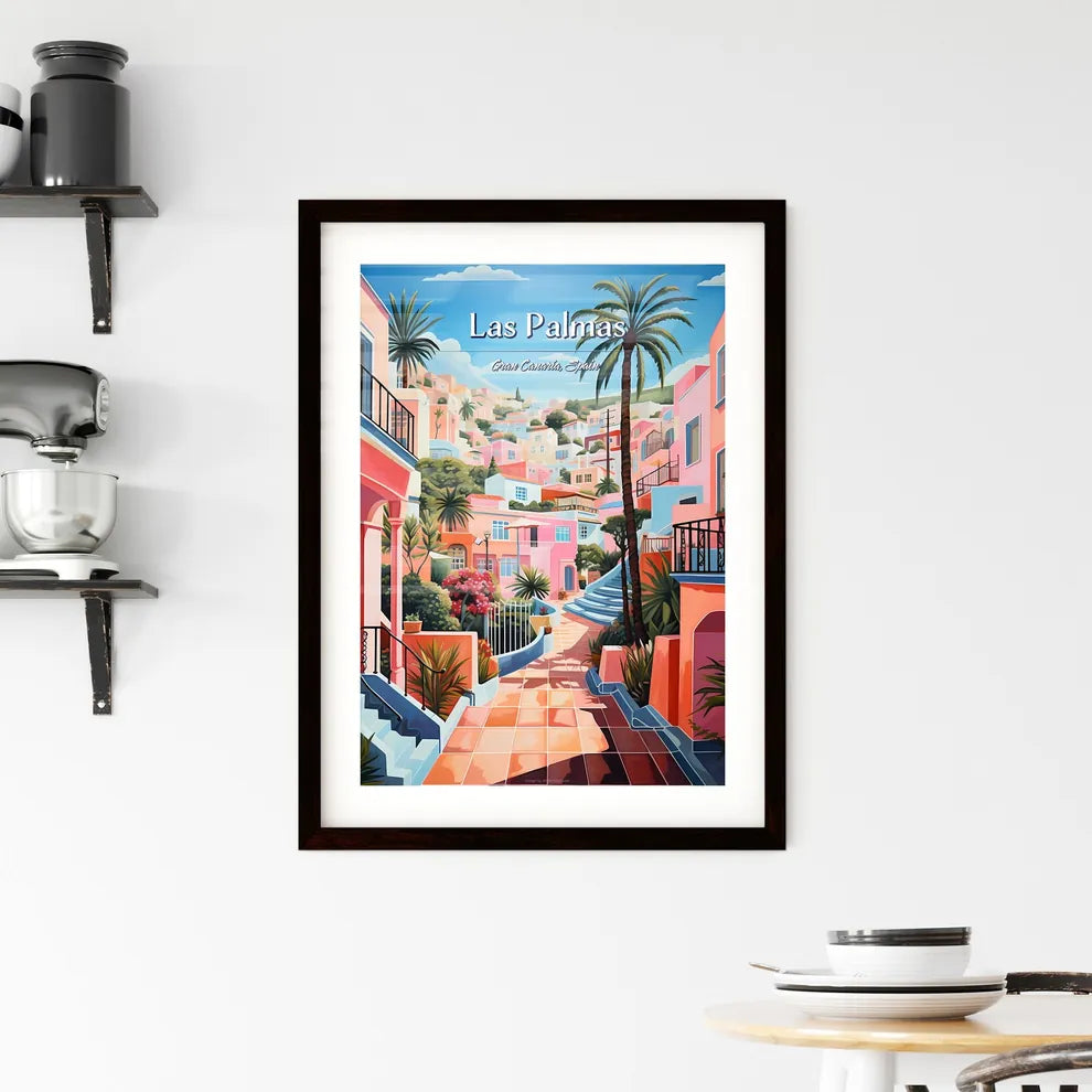 Las Palmas de Gran Canaria, Spain - Art print of a painting of a colorful town Custom Print