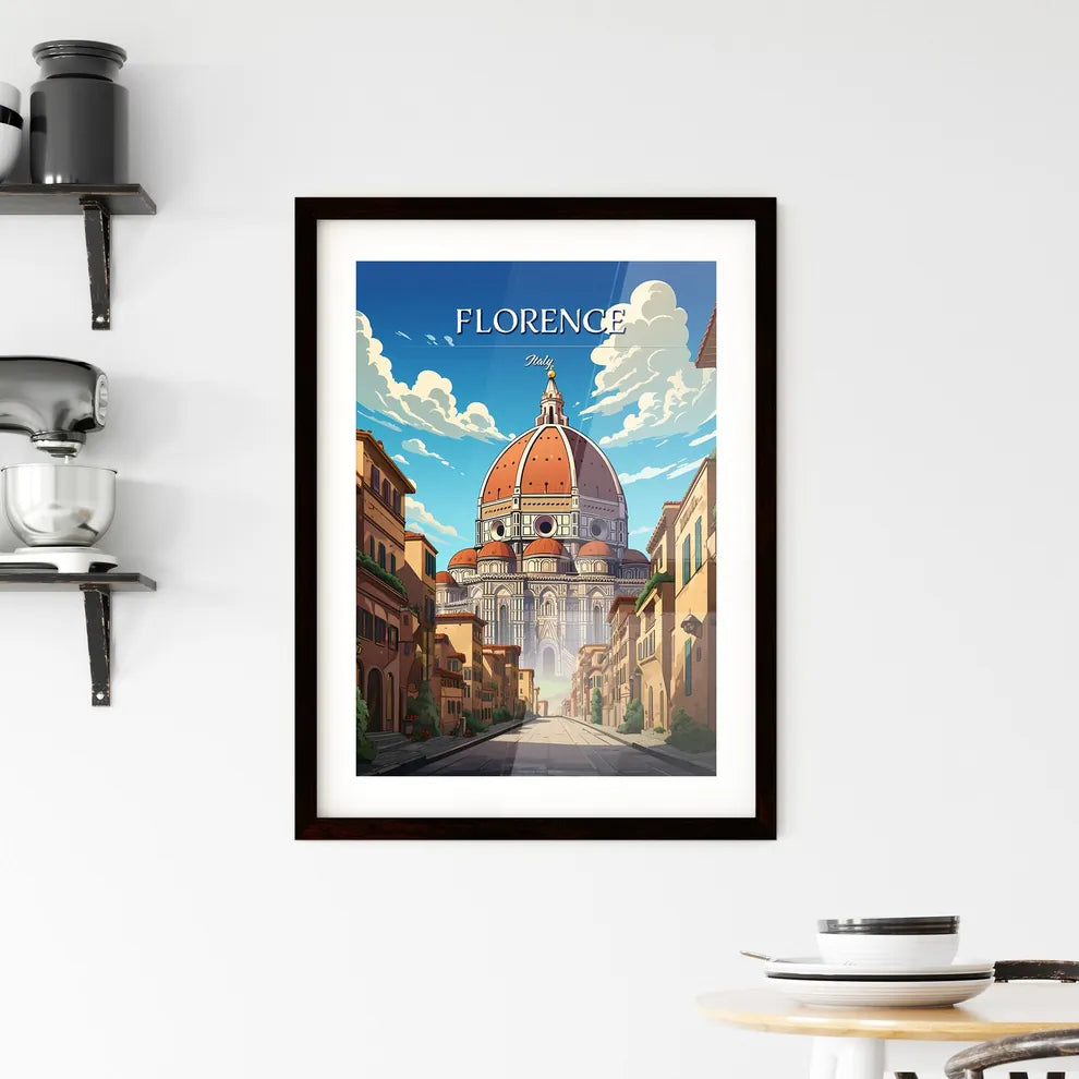 Florence, Italy - Art print of a street with buildings and a dome on top of it Custom Print