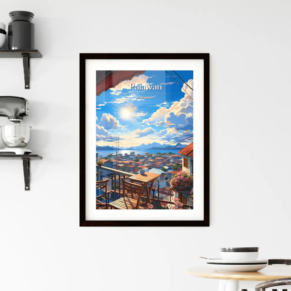 On the roofs of Palawan, Philippines - Art print of a view of a city from a balcony Custom Print
