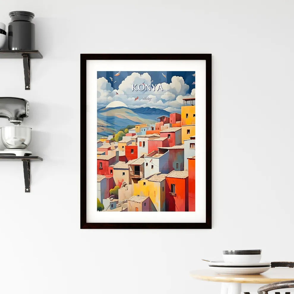 Konya, Turkey - Art print of a painting of a colorful village Custom Print