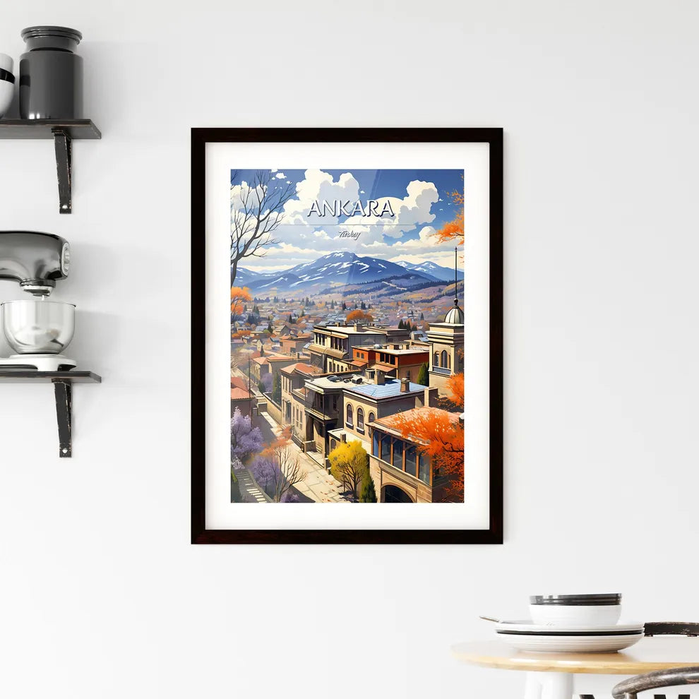 Ankara, Turkey - Art print of a city with trees and mountains in the background Custom Print