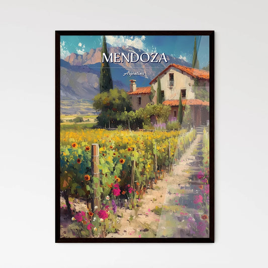 Mendoza, Argentina - Art print of a house in a vineyard Framed Art