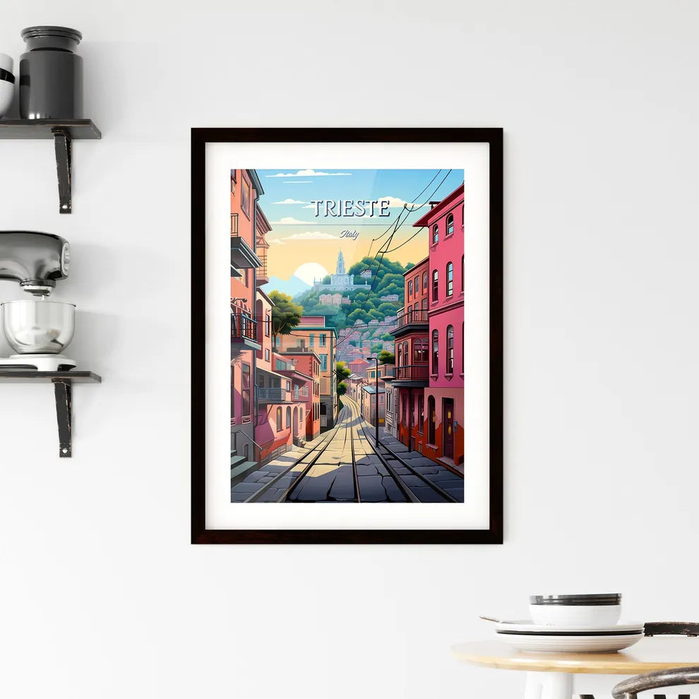 Trieste, Italy - Art print of a train tracks in a city Custom Print