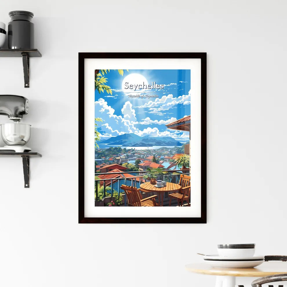 On the roofs of Seychelles, Republic of Seychelles - Art print of a view of a city from a balcony Custom Print