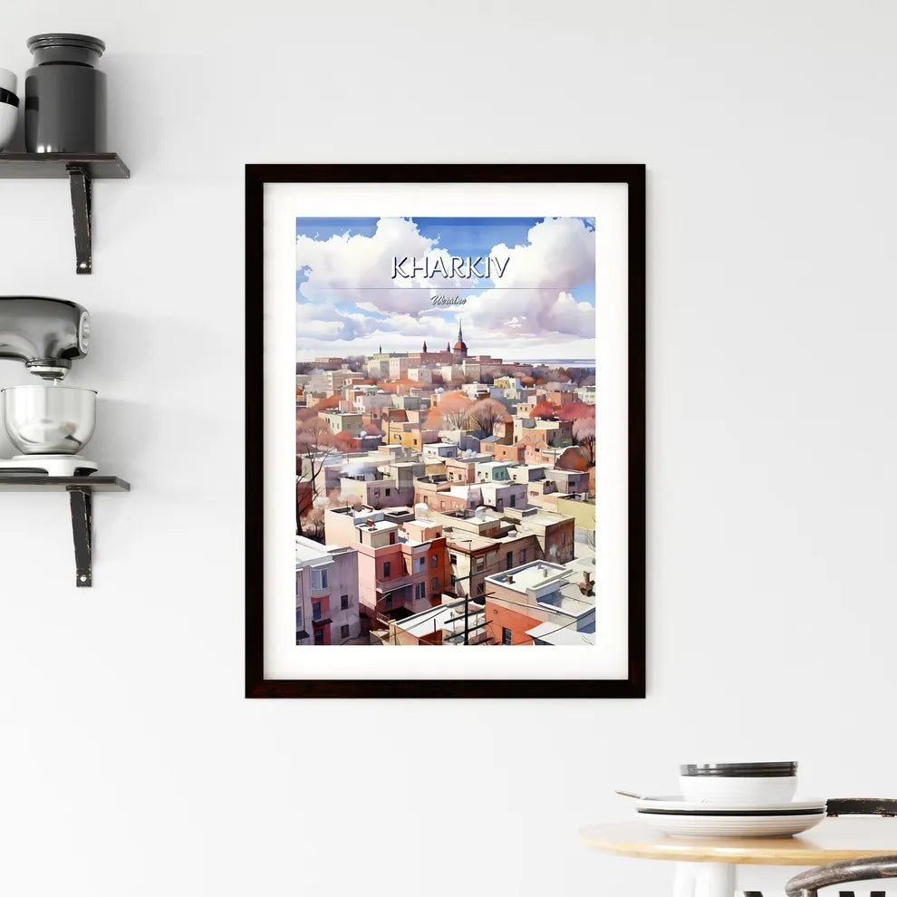 Kharkiv, Ukraine - Art print of a city with many buildings and trees Custom Print