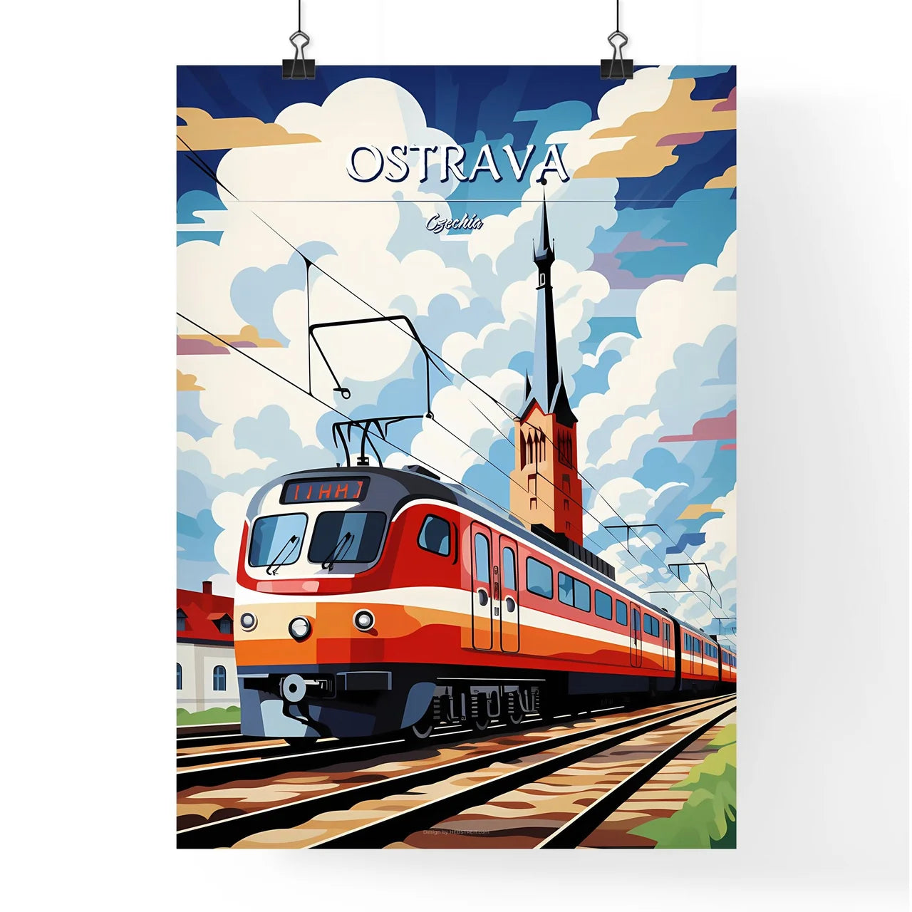 Ostrava, Czechia - Art print of a train on the tracks Poster