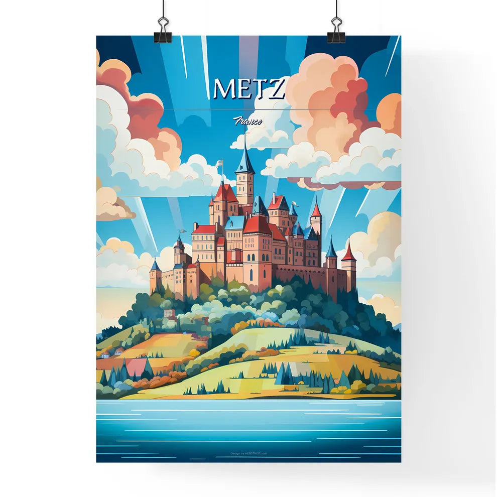 Metz, France - Art print of a castle on a hill Poster