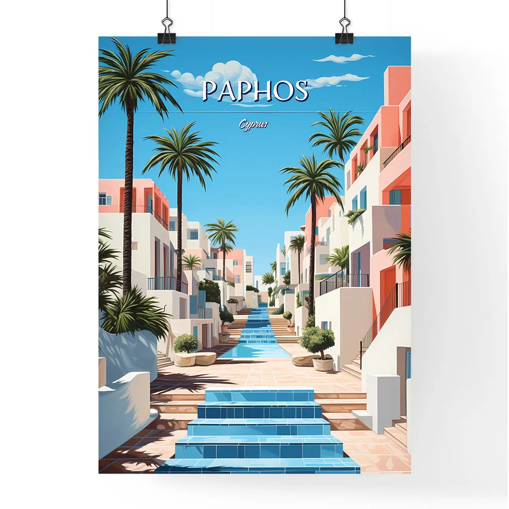 Paphos, Cyprus - Art print of a water way between buildings Poster