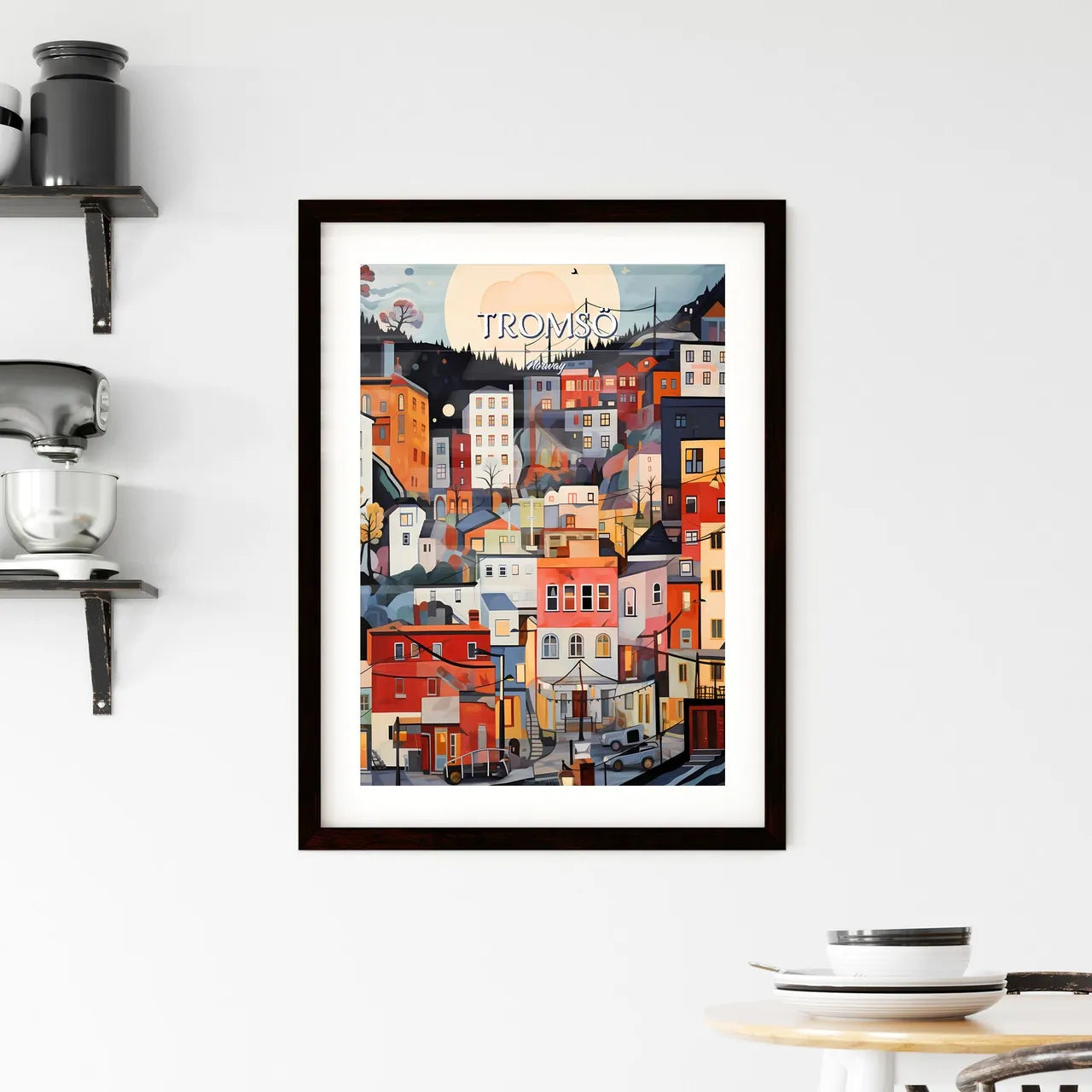 Tromsö, Norway - Art print of a painting of a city Custom Print