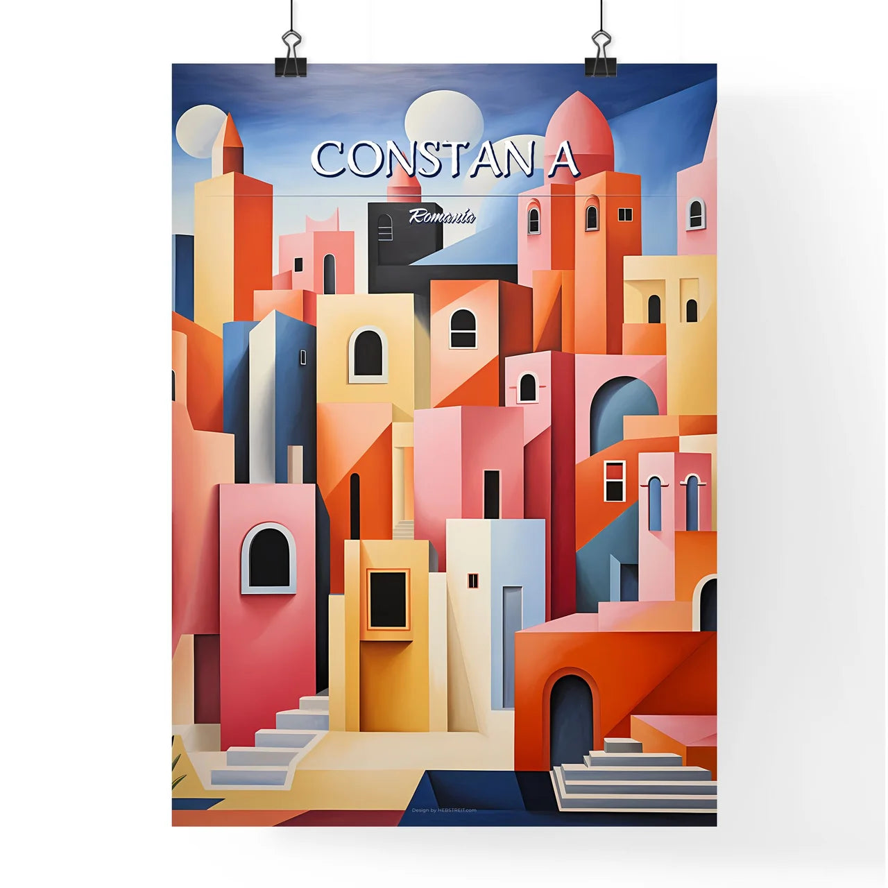 Constanța, Romania - Art print of a painting of a city Poster