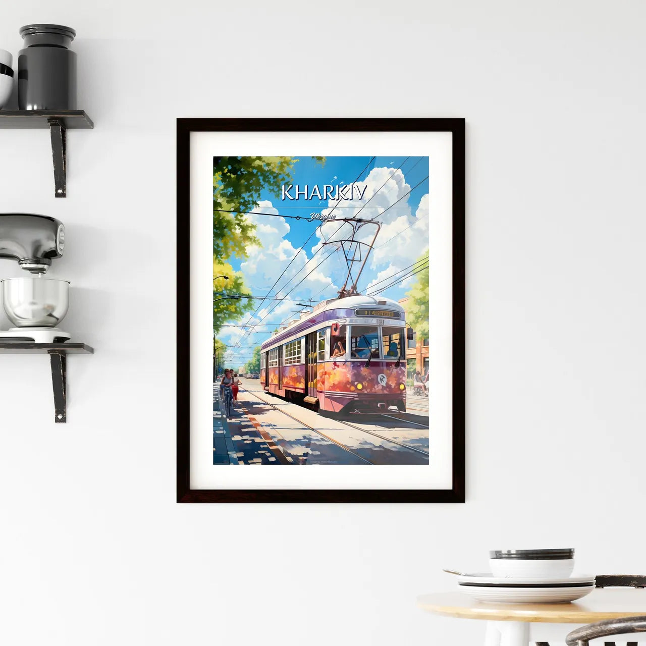 Kharkiv, Ukraine - Art print of a trolley on a street Custom Print