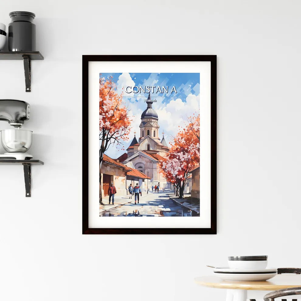 Constanța, Romania - Art print of a street with trees and a building Custom Print