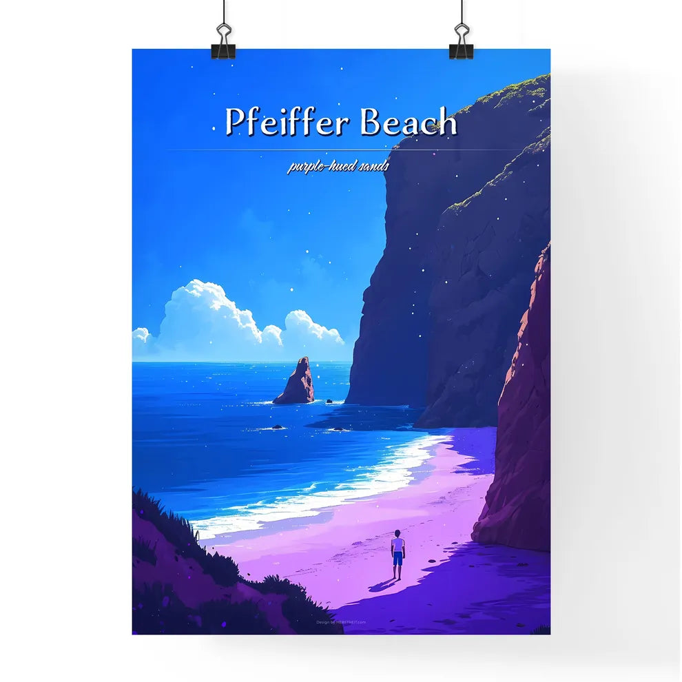 Pfeiffer Beach - Art print of a person wal Poster