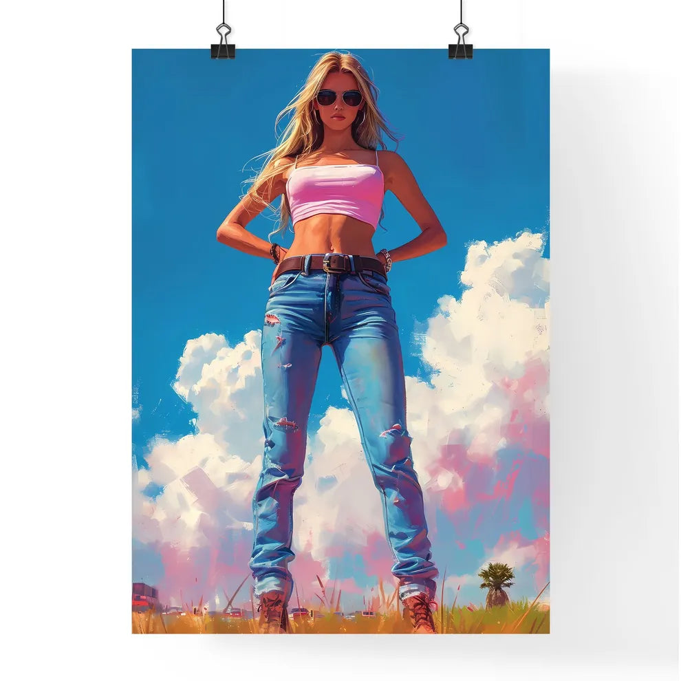 Vintage hipster woman - Art print of a woman Poster