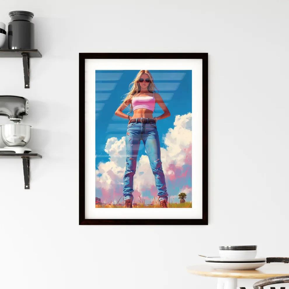 Vintage hipster woman - Art print of a woman Framed Print