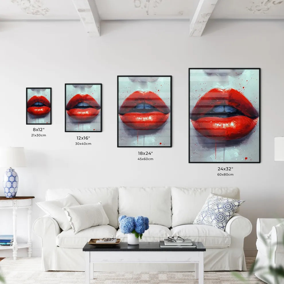Vibrant red lips pop - Art print of a close  - Kitchen Hangings