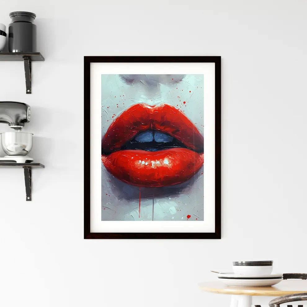 Vibrant red lips pop - Art print of a close  Framed Print