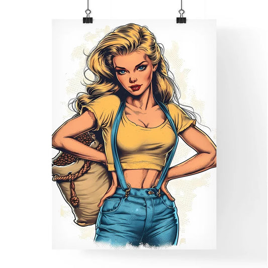 The vintage pin up Coffee girl isolated on w Poster