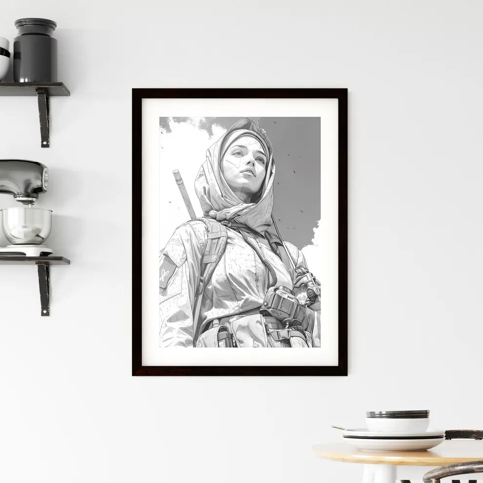 Saint mary standing above firefighters Framed Print