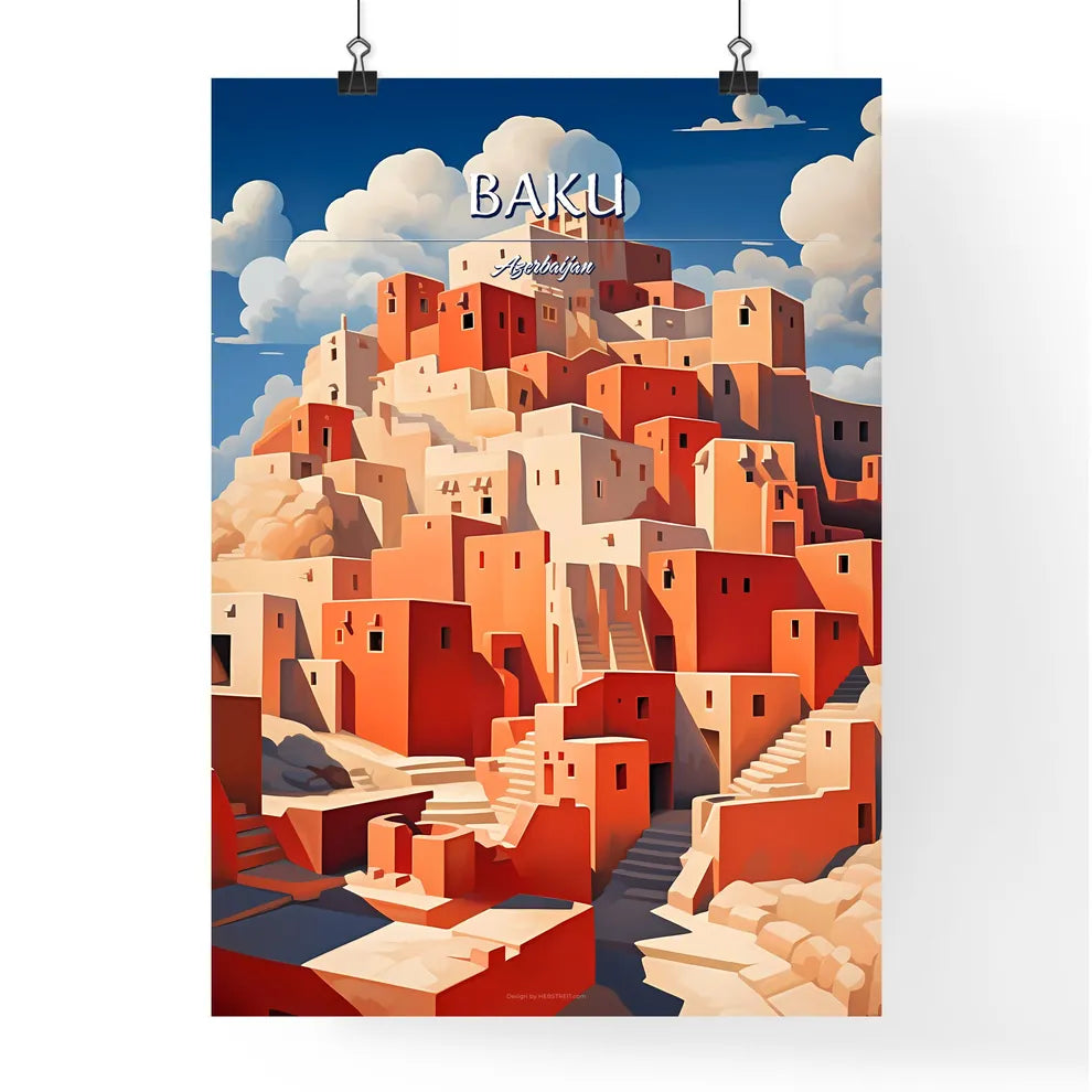 Baku, Azerbaijan - Art print of a painting of a city Poster