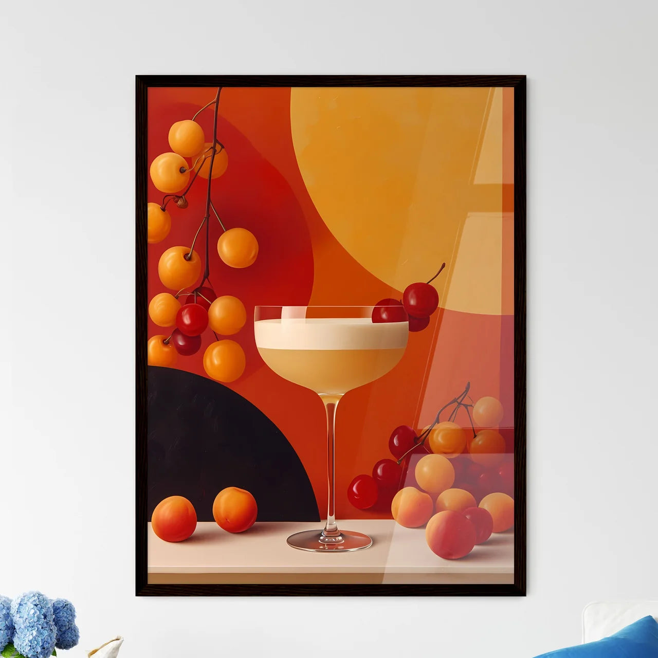A fruity cocktail radiates hues of yellow -  - Framed Art Print