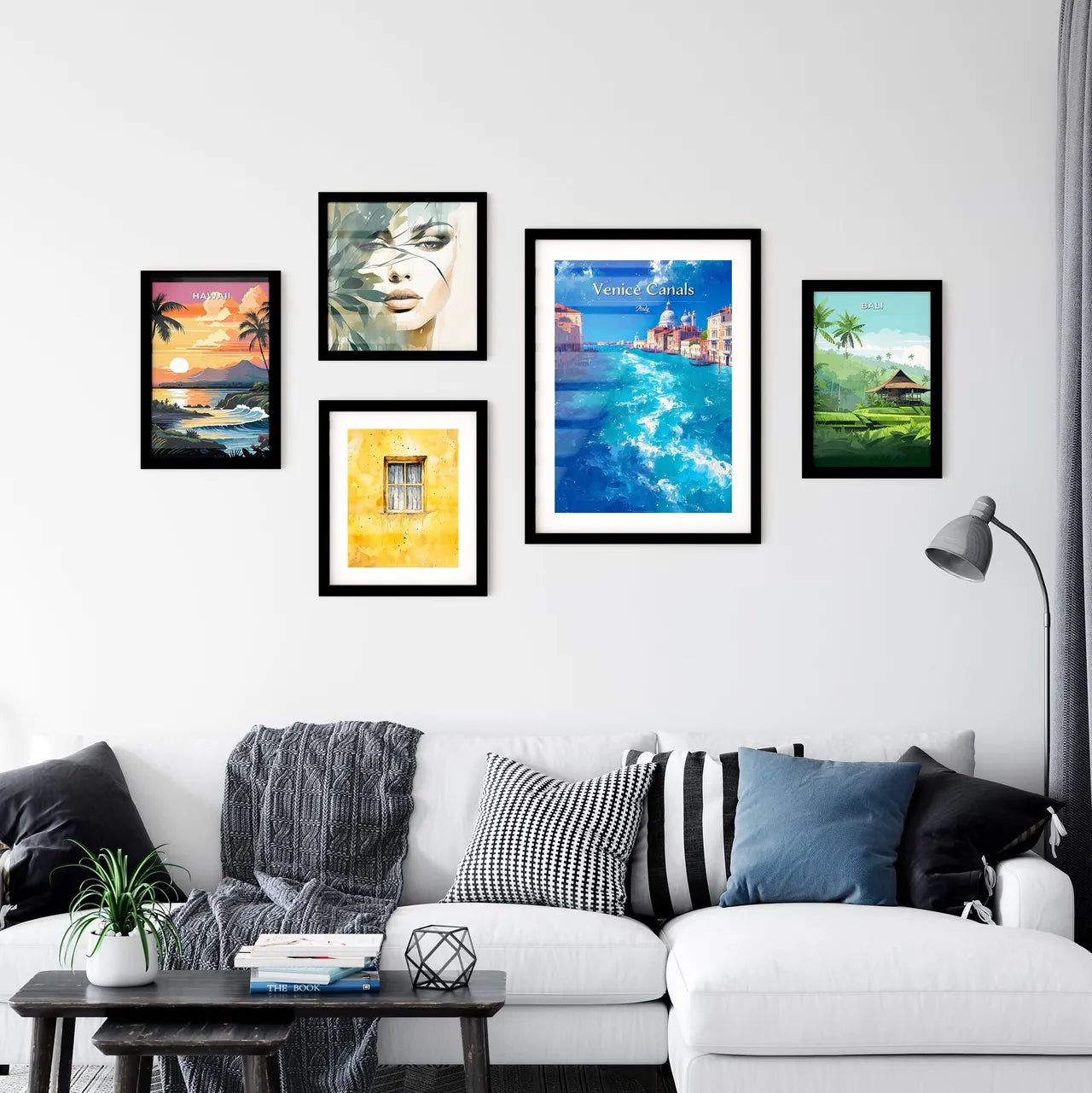 Venice Canals, Italy - Art print of a water way with buildings and a church Interior Design