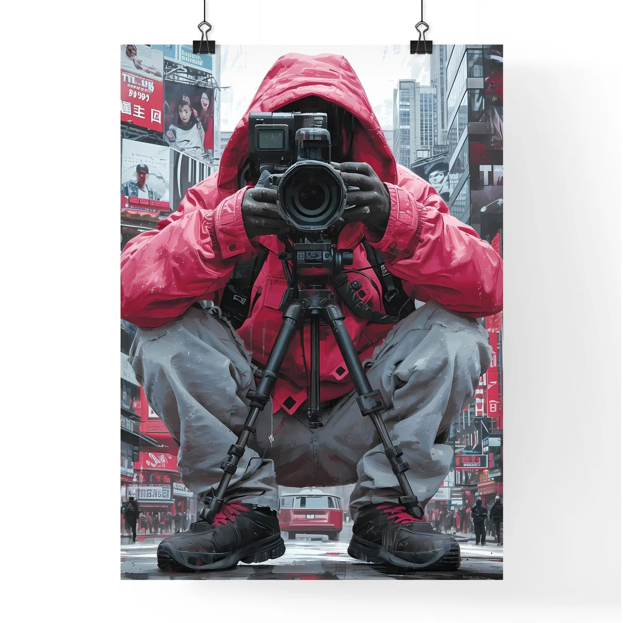 A trendy young person records - Art print of Poster