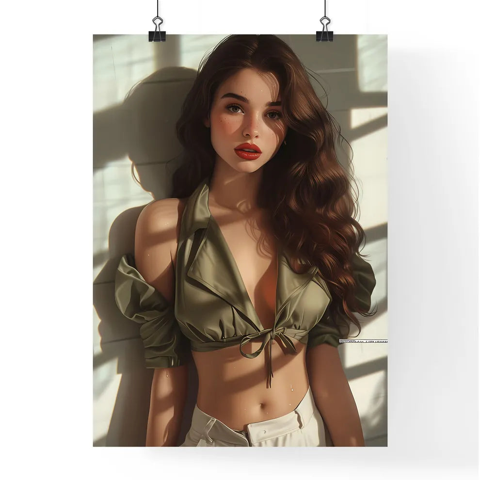 The vintage pin up girl isolated on white Poster