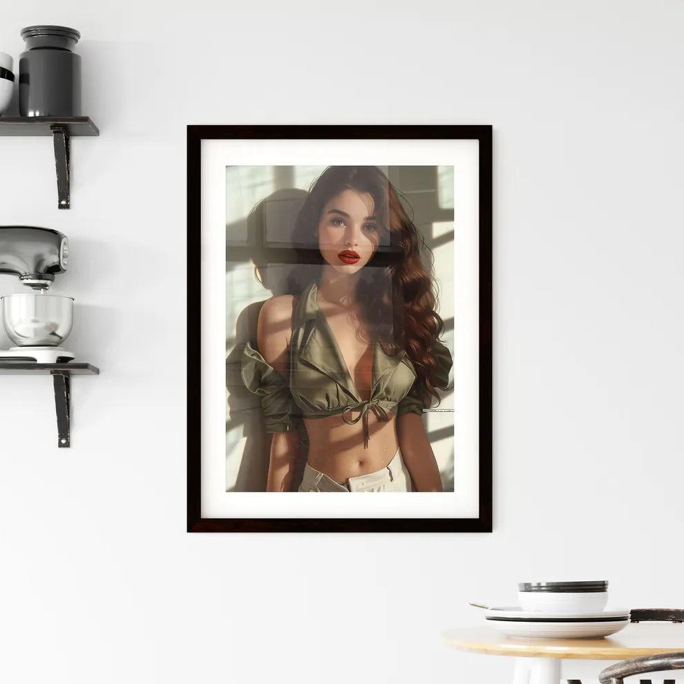 The vintage pin up girl isolated on white Framed Print
