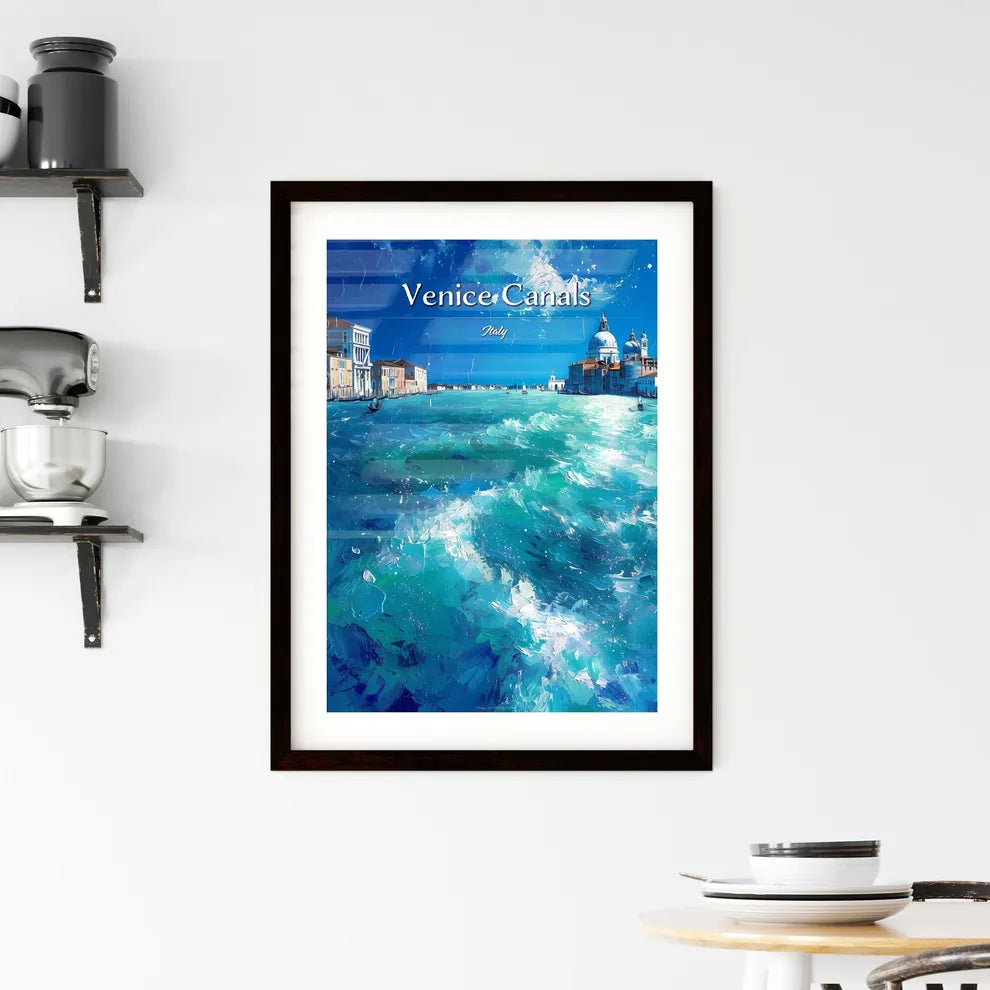 Venice Canals, Italy - Art print of a water with buildings and a church in the background Custom Print
