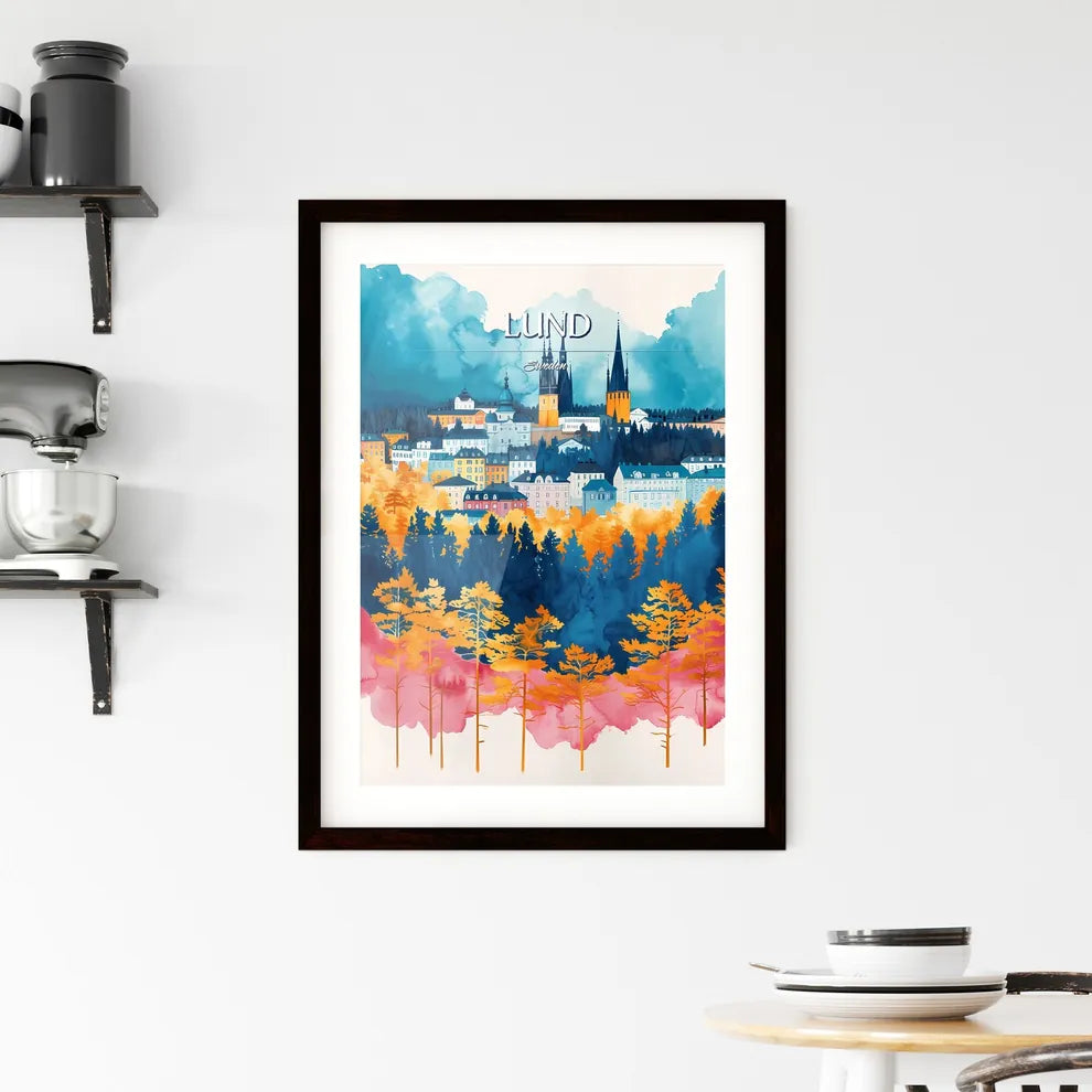 Lund, Sweden, - Art print of a watercolor painting of a city Custom Print