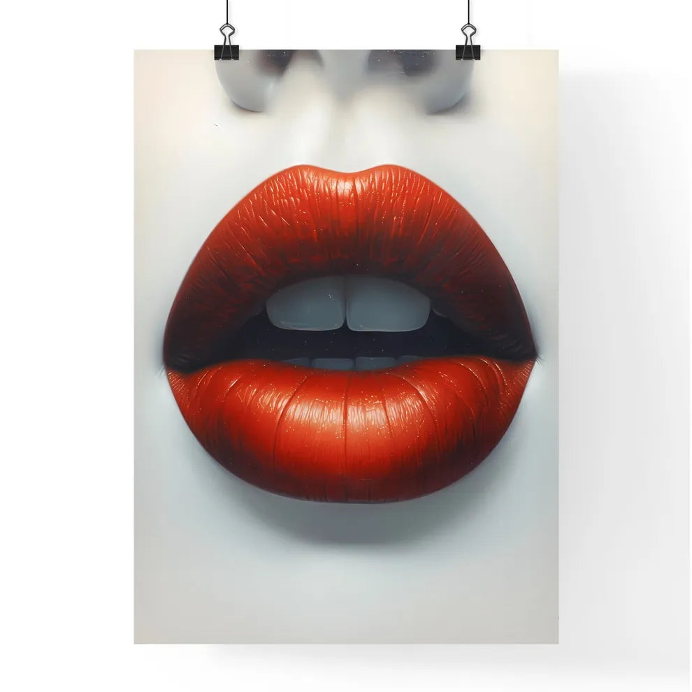 Vibrant red lips pop - Art print of a close  Poster