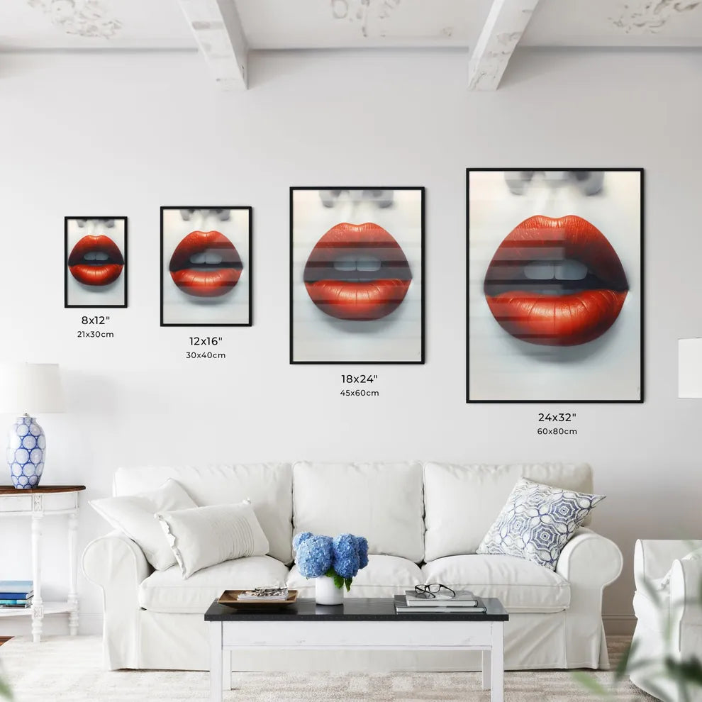 Vibrant red lips pop - Art print of a close  - Kitchen Hangings