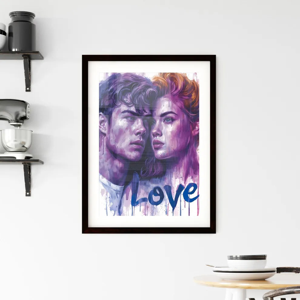 Cute pastel Love illustration - Art print of Framed Print