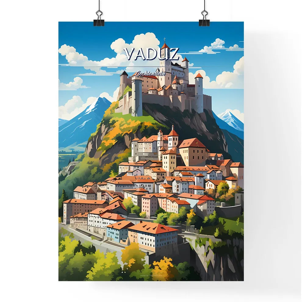 Vaduz, Liechtenstein - Art print of a castle on a hill Poster