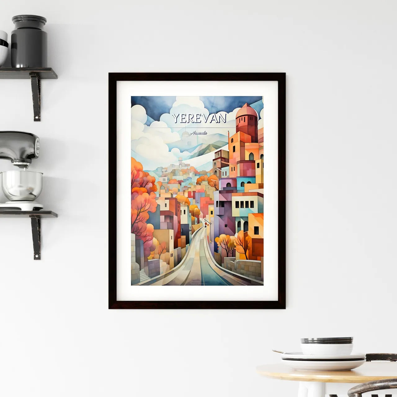 Yerevan, Armenia - Art print of a painting of a city Custom Print