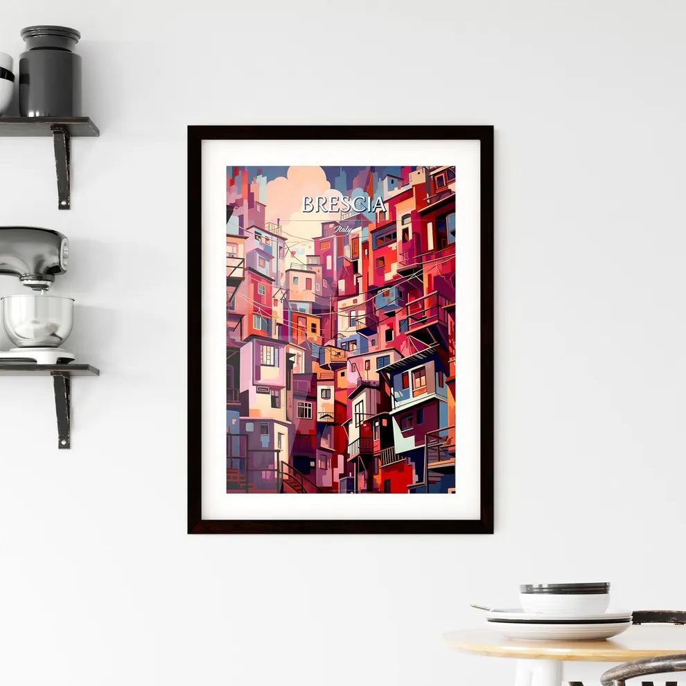 Brescia, Italy - Art print of a colorful city with many buildings Custom Print