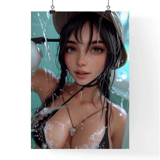 A housewife in a beautiful outfit is cleanin Poster