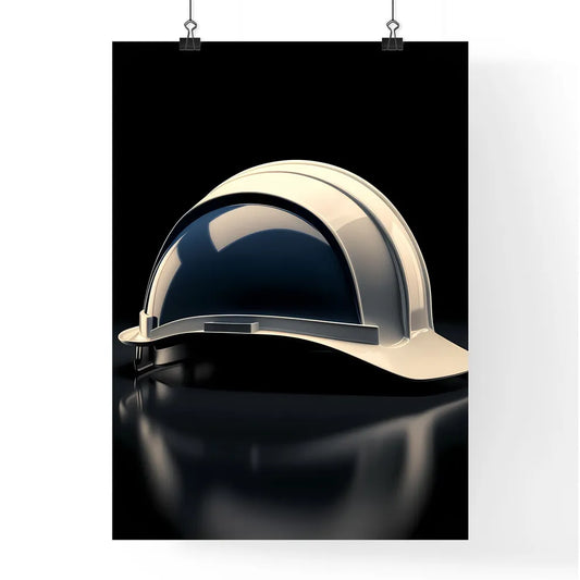 A white and blue construction hard hat - Art Poster