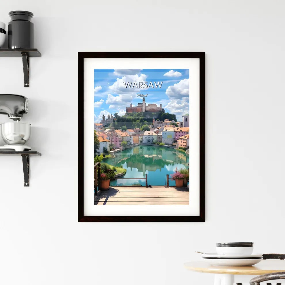 Warsaw, Poland - Art print of a bridge over a river with a castle on top Custom Print