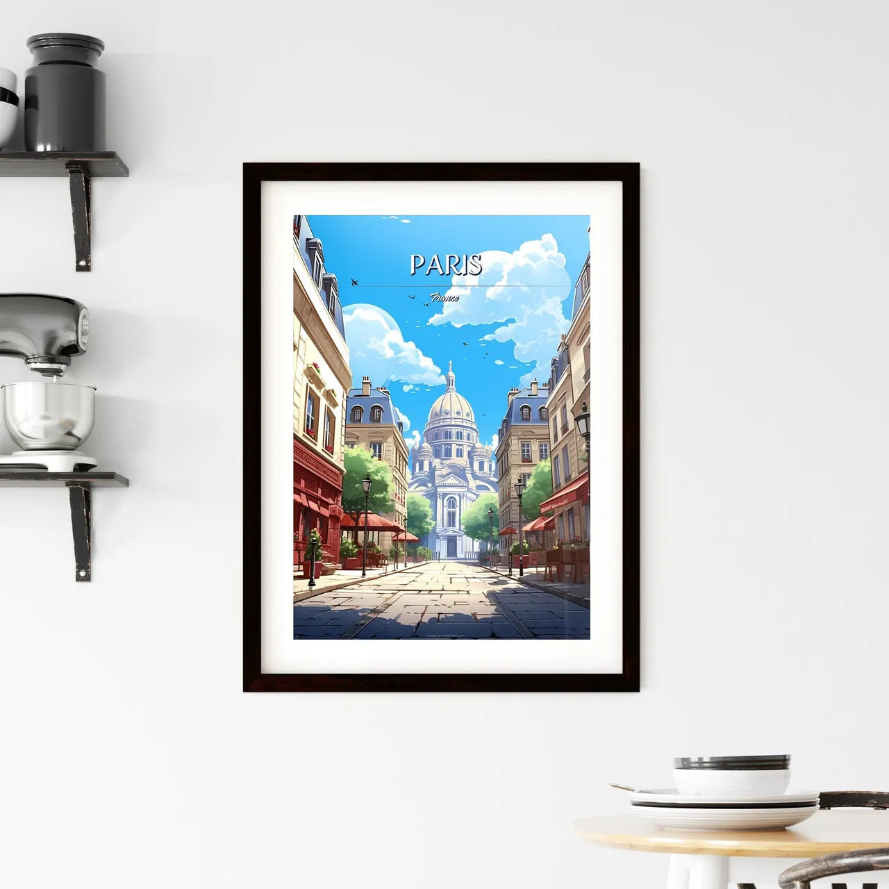 Paris, France - Art print of a street with buildings and a dome Custom Print