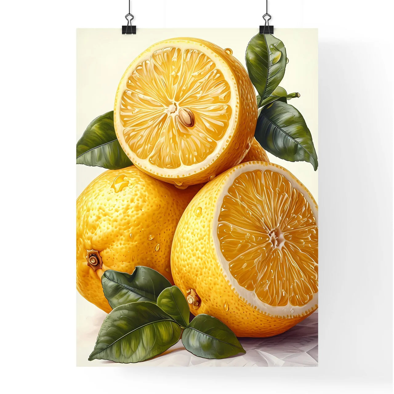 The flat vector lemon illustration - Art pri Poster