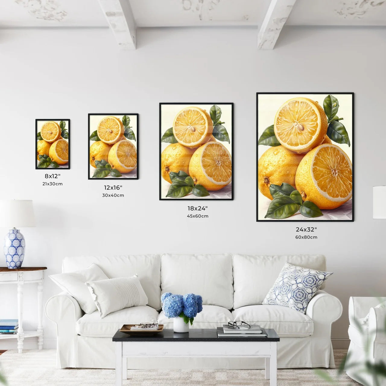 The flat vector lemon illustration - Art pri - Kitchen Hangings