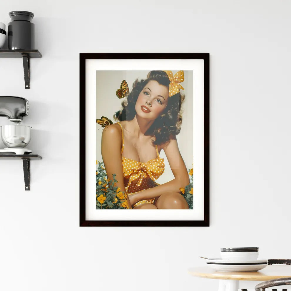 Playful scene of a retro housewife - Art pri Framed Print