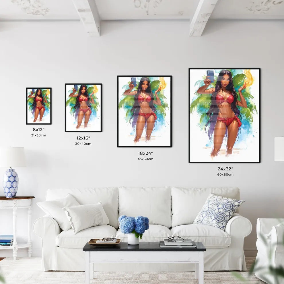 Surprised woman with beautiful legs taking p - Kitchen Hangings