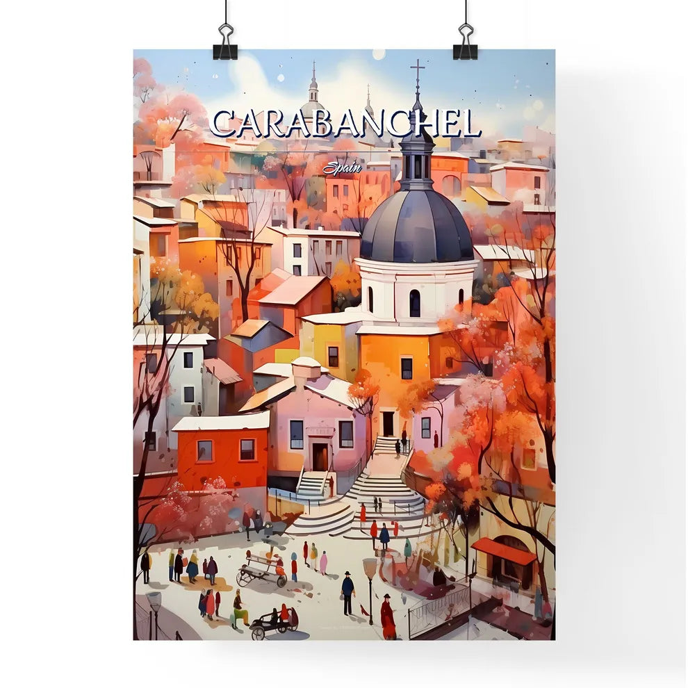 Carabanchel, Spain - Art print of a painting of a city with a dome and buildings Poster