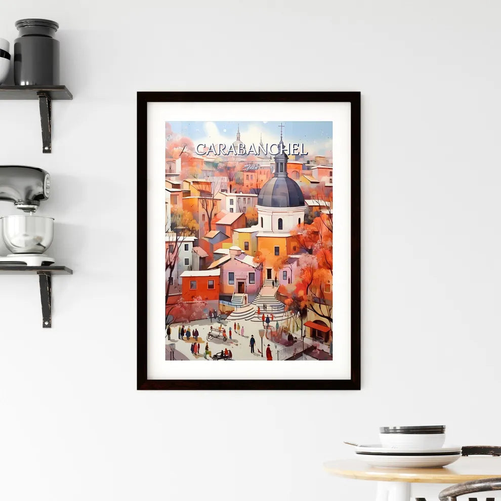 Carabanchel, Spain - Art print of a painting of a city with a dome and buildings Custom Print