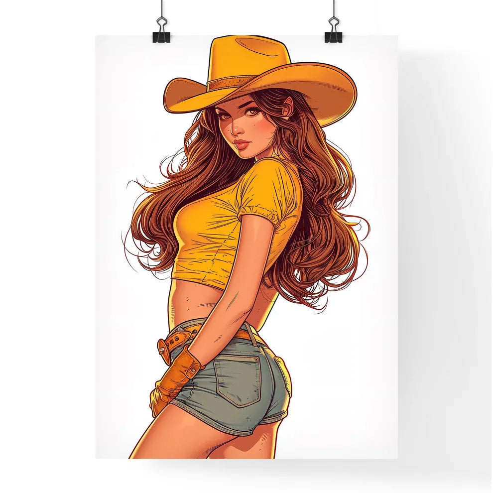 Cowgirl woman beautiful shorts Poster