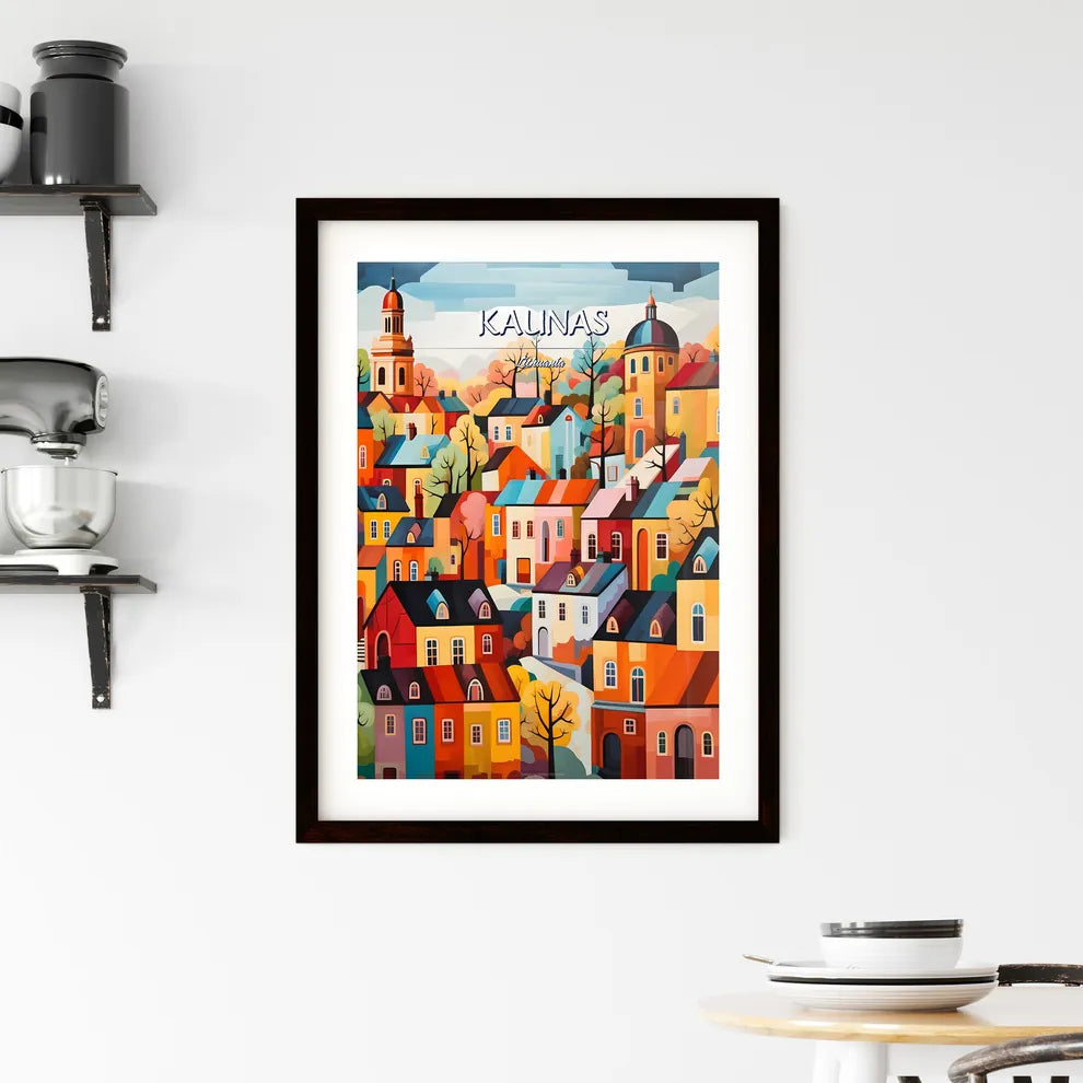 Kaunas, Lithuania - Art print of a painting of a colorful town Custom Print